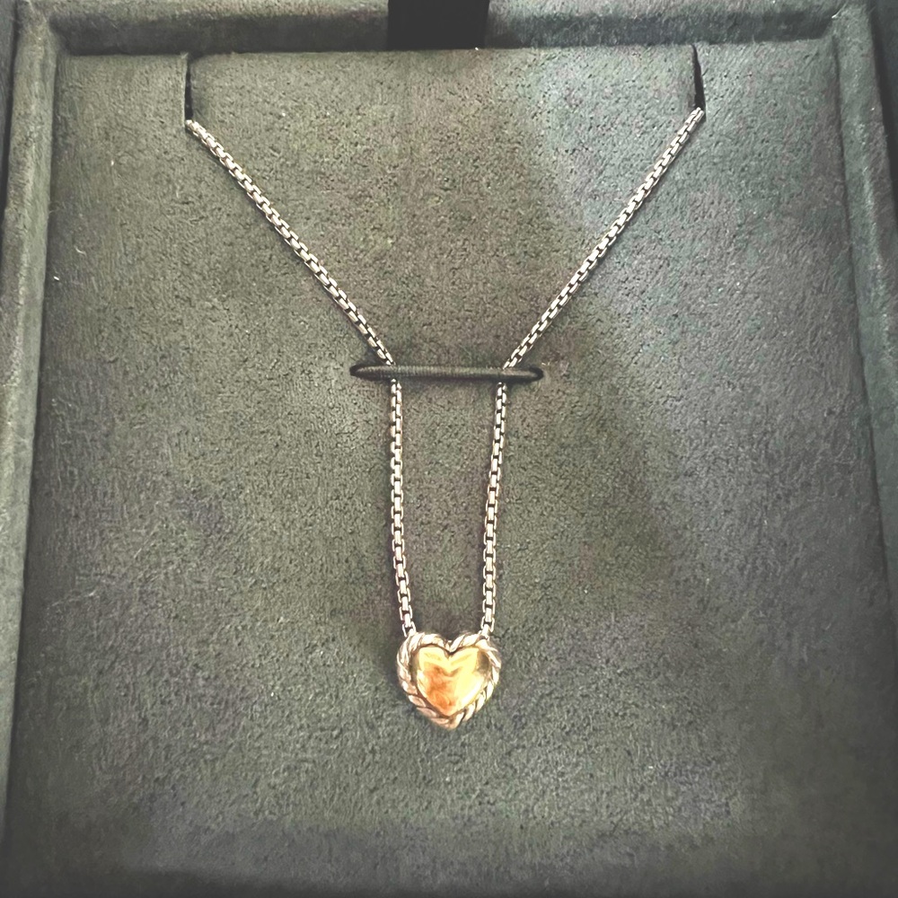 Sterling Silver & 18K David Yurman Two-Tone Cable Classic Cookie Heart Necklace